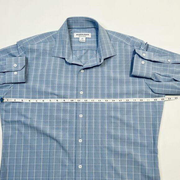 Mizzen+Main Shirt Mens Medium Blue Plaid Performance Dress Stretch Classic Fit - Picture 9 of 13